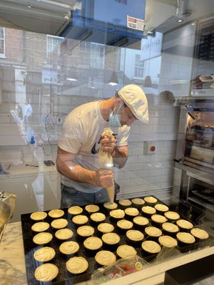 Freshly piped for baking at Cafe de Nata in London