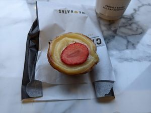 Strawberry Veganata and coffee (£4.00) - 4.5/5. at Cafe de Nata in London
