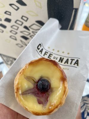 Blueberry pastel de nata   at Cafe de Nata in London