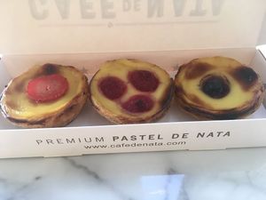 Strawberry, raspberry and blueberry pastel de nata at Cafe de Nata in London