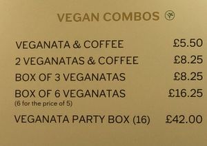 Menu - vegan tarts are slightly more expensive   at Cafe de Nata in London