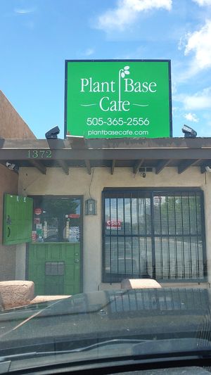 Store front at Plant Base Cafe in Santa Fe