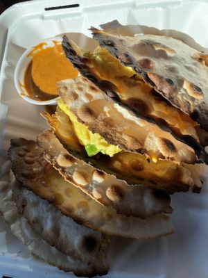 Breakfast quesadillas   at Plant Base Cafe in Santa Fe