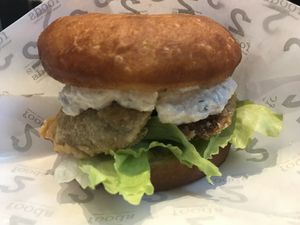 “Chicken” sandwich. Tartar sauce was great  at 2foods - Shibuya Loft in Tokyo