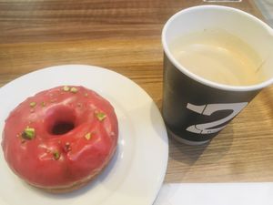 Donut with oats  milk latte  at 2foods - Shibuya Loft in Tokyo