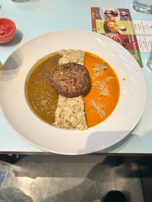 Two curries with rice and soy meat cutlet  at 2foods - Shibuya Loft in Tokyo