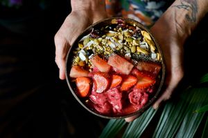 Pink Palette vitality bowl at Pure Pulp in Christchurch