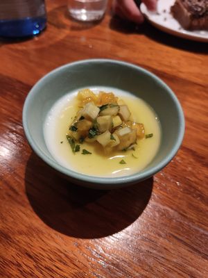 Flam de coco y mango at PÖTSTOT in Barcelona