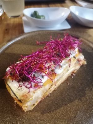 Lasagna + Olives at PÖTSTOT in Barcelona