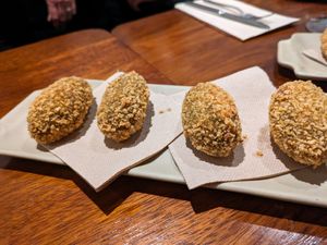 Spinach croquettes at PÖTSTOT in Barcelona