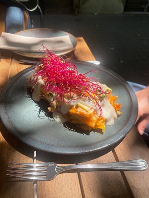 Lasaña de verduras con queso de anacardos   at PÖTSTOT in Barcelona