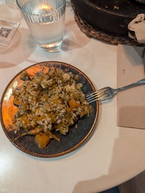 One person's serving of the pumpkin paella at PÖTSTOT in Barcelona