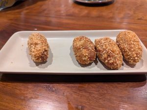 Beetroot and ghost cheese croquettes at PÖTSTOT in Barcelona