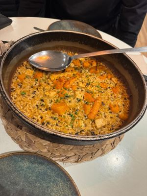 Tofu/pumpkin paella at PÖTSTOT in Barcelona