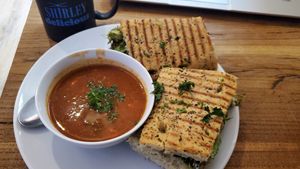 Soup and sandwich combo at Shirley Delicious - Coffee Shop in Shirley