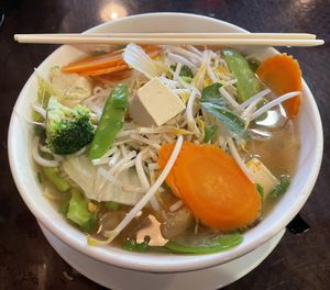 Pho with the side plate added  at Pho Company Noodle House in Deland