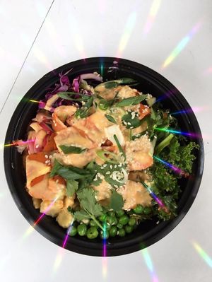 Vegan sushi bowl with a sriracha dressing. at Misty's Plant Based Foods in Monroe