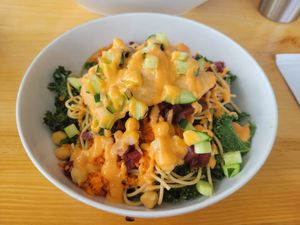 Mediterranean bowl at Misty's Plant Based Foods in Monroe