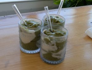 Smoothie split 3 ways at Misty's Plant Based Foods in Monroe