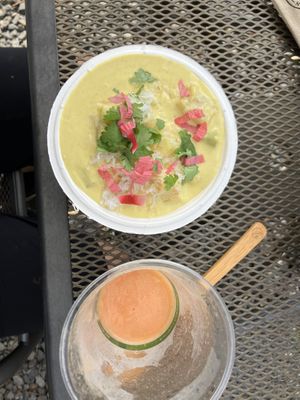 Yellow Curry (with pumpkin and pineapple!) and last bits of paradise smoothie  at Maui Garden Grove Cafe in Haiku