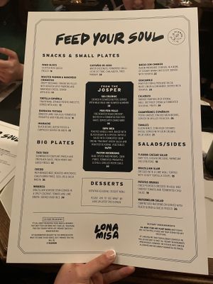 The menu when I went   at Lona Misa in South Yarra