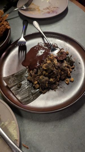 Tamales $21.00: not a heap of flavour besides the dark chocolate sauce at Lona Misa in South Yarra