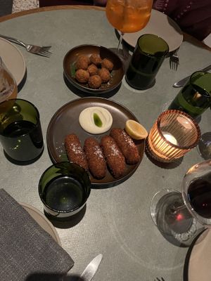 Fried olives and croquettes   at Lona Misa in South Yarra