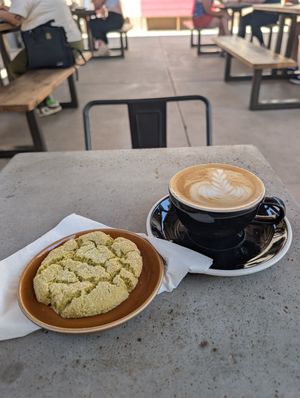 Matcha snickerdoodle and oat flat white at Zendo - Coffee Shop in Albuquerque