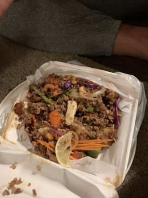 Pineapple fried with shrimp  at Thai Vegan in Albuquerque