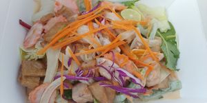 Creamy Chicken, delicious creamy sweet and savory sauce. Great fake chicken. $9.95 at Thai Vegan in Albuquerque