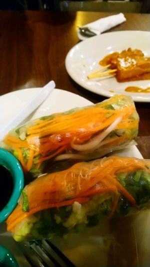 Fresh spring rolls and chicken satay at Thai Vegan in Albuquerque