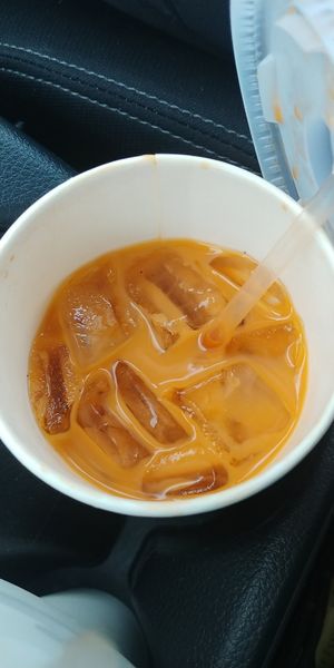 Thai Iced Tea. Strong but well balanced cream to tea ratio. $2.99 at Thai Vegan in Albuquerque