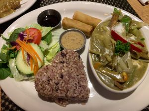 Lunch special with green curry  at Thai Vegan in Albuquerque