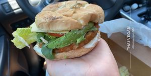 Veggie burger :) at Thai Vegan in Albuquerque