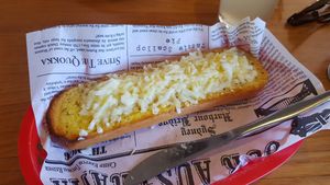 Best vegan cheesy garlic bread in town! at The Wintersun in Geraldton