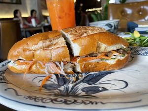 Banh mi with grilled mushroom, 28,000 VND (plus 10% VAT, plus 5% service charge)  at Vi Que Kitchen in Ho Chi Minh City