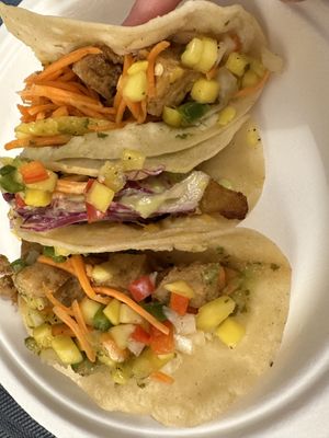 Tofu taco and plantain taco  at Bird & Co in Portland