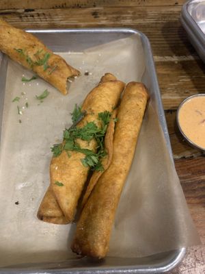 Sweet potato and black bean taquitos  at Bird & Co in Portland