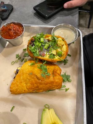 Vegan breakfast chimichanga  at Bird & Co in Portland