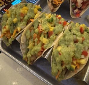 Crispy Tofu tacos on corn shell   at Bird & Co in Portland