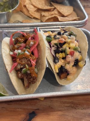 2 vegan tacos: cauliflower + sweet potato adobo   at Bird & Co in Portland