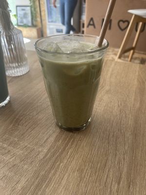 Matcha iced latte  at Yogamour in Paris