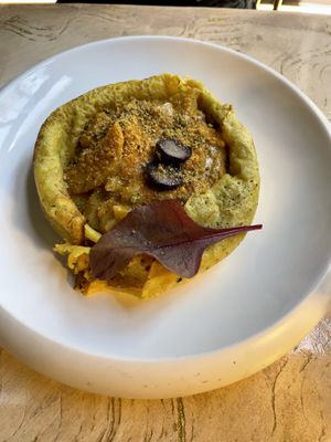 Lightly sautéed vegetables with in a chickpea Crepes  at Vrindaa in Rome