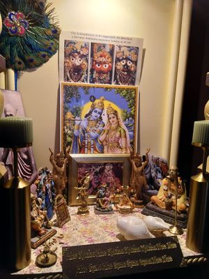 Altar inside the restaurant   at Vrindaa in Rome