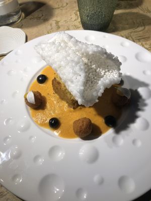 First course with kind of fermented cashew cheese   at Vrindaa in Rome
