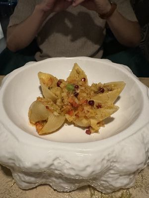 Filled pasta with vegetable - this was uninteresting, don’t recommend   at Vrindaa in Rome