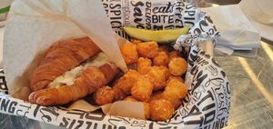 Chix'n Salad Croissant w/Tots at Tiger Lily Cafe in Chesterton