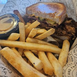 Vegan Cubano with fries and yum yum sauce at Tiger Lily Cafe in Chesterton