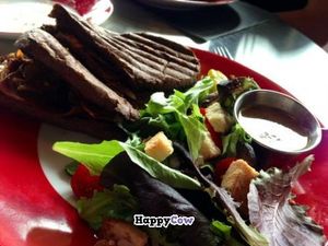 'Bacon and Cheddar' panini and side salad with homemade dressing at Tiger Lily Cafe in Chesterton