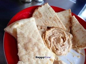 Delicious hummus and pita  at Tiger Lily Cafe in Chesterton